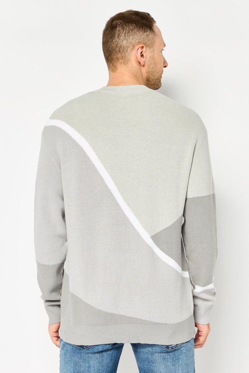 SELECTED Men Crew Neck Knitted Sweater, Grey - Image 2